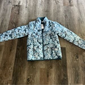 NEW Vera Bradley Reversible Puffer Jacket Textured Garden Blue, Women’s Large